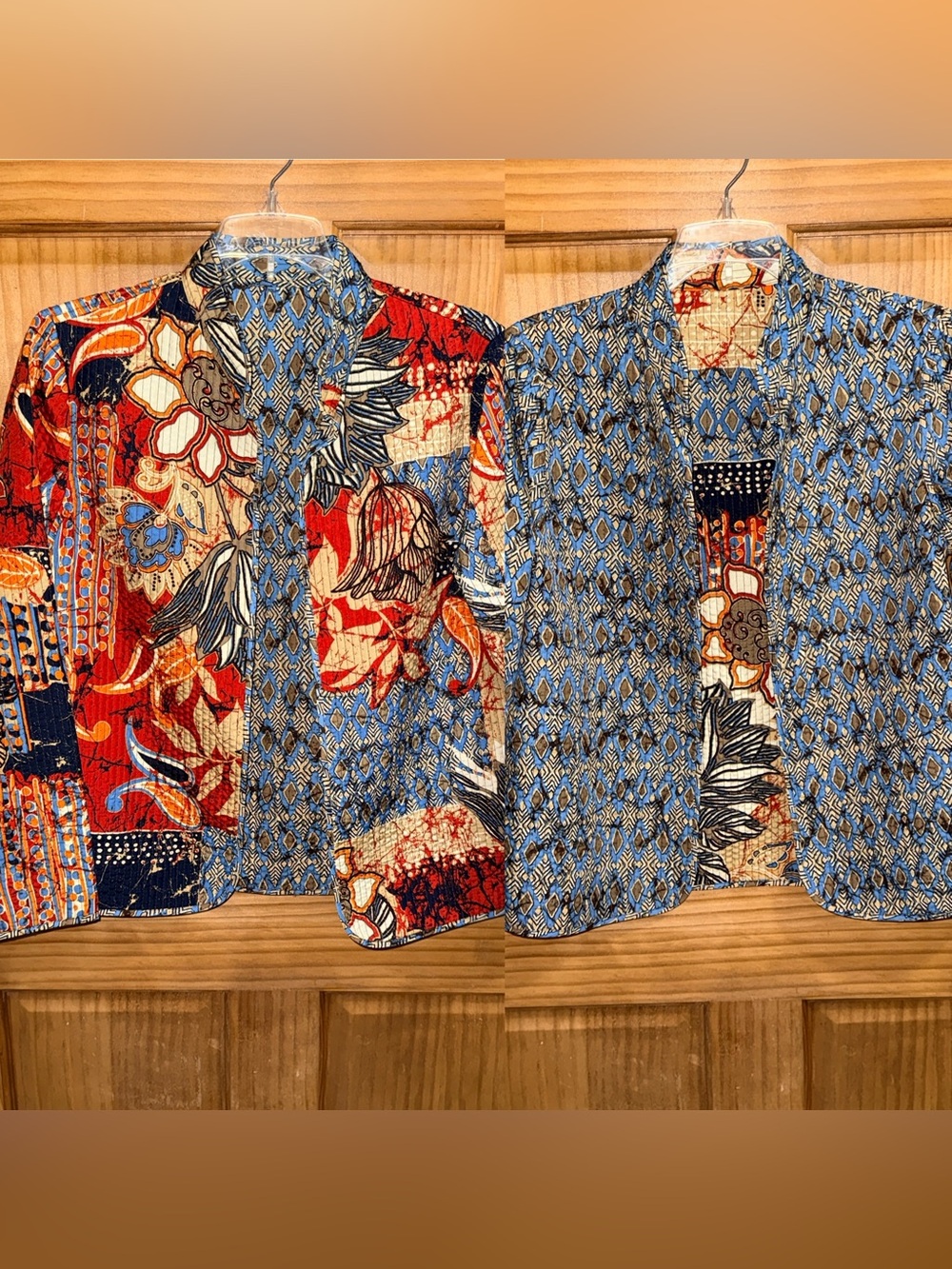 Alfred Dunner Reversible Floral & Geometric Jacket in Blue & Red